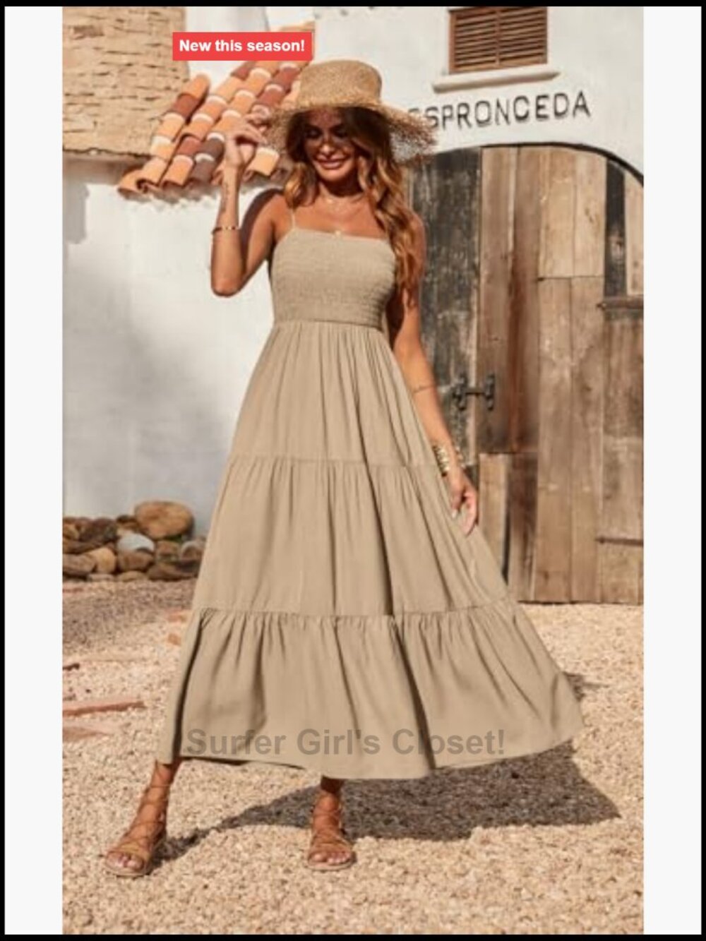 Boho Maxi Dress Spaghetti Strap Smocked A-Line Sun Dress - Picture 3 of 7